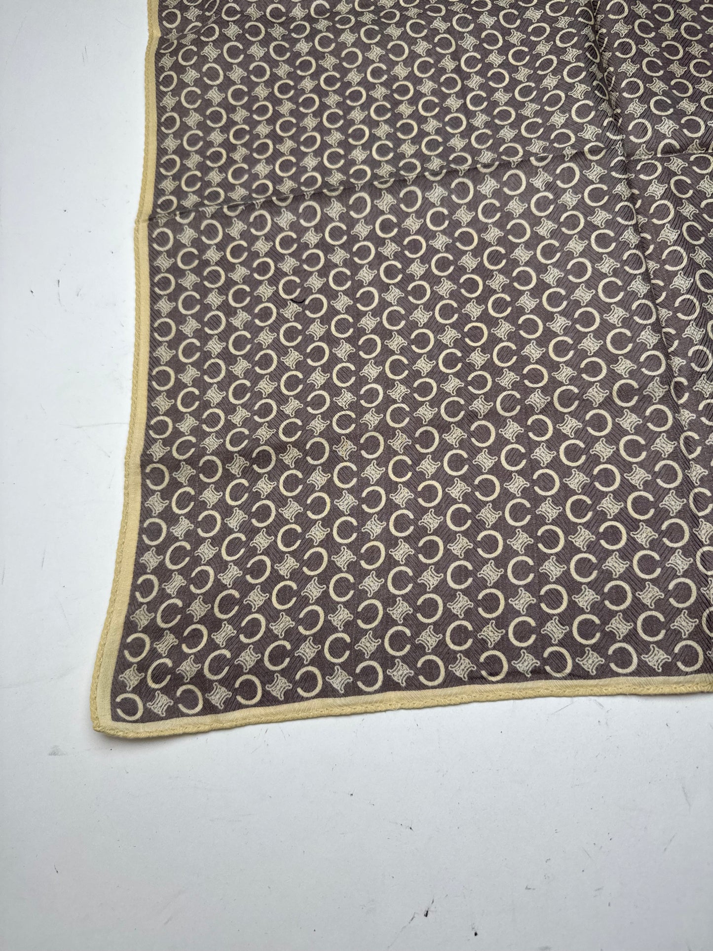 Vintage Celine Macadam Monogramm Scarf Brown white