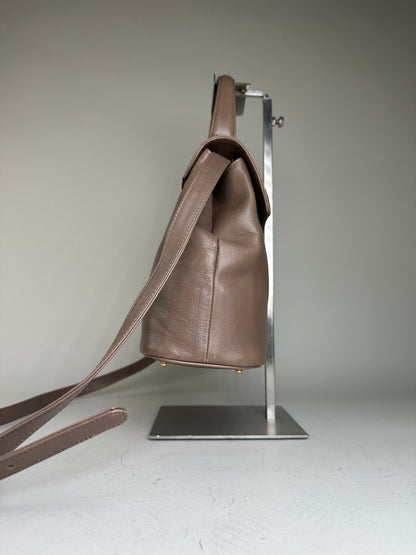 Vintage Givenchy Structured Leather Handbag Brown Gold Clasp