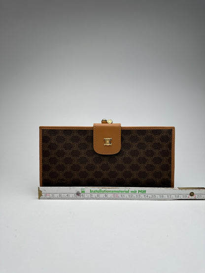 Vintage Celine Paris monogram leather wallet brown