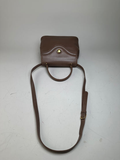 Vintage Givenchy Structured Leather Handbag Brown Gold Clasp