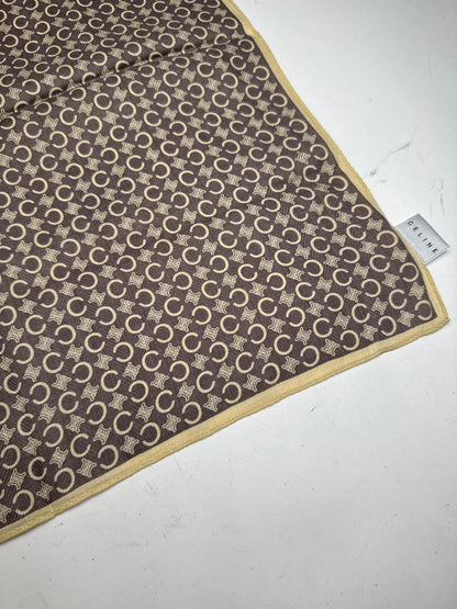 Vintage Celine Macadam Monogramm Scarf Brown white
