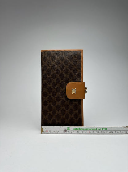 Vintage Celine Paris monogram leather wallet brown