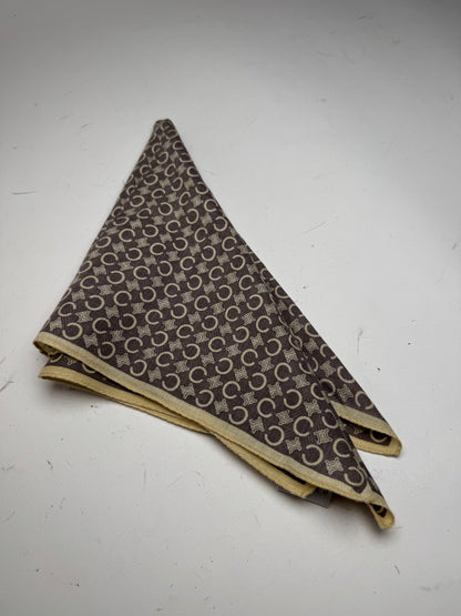Vintage Celine Macadam Monogramm Scarf Brown white