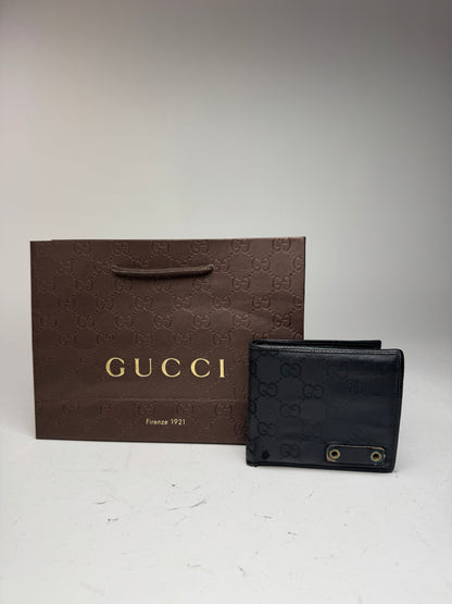 Vintage Gucci Flapable Monogram Leather Wallet Black