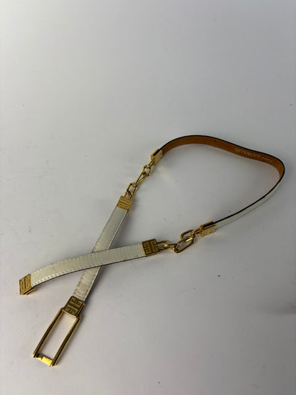Vintage Givenchy 4G Logo Chain Strap Bag Late 1970s Light Grey Tan