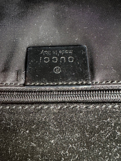 Vintage Gucci Patent Leather Shoulder Bag Black Silver
