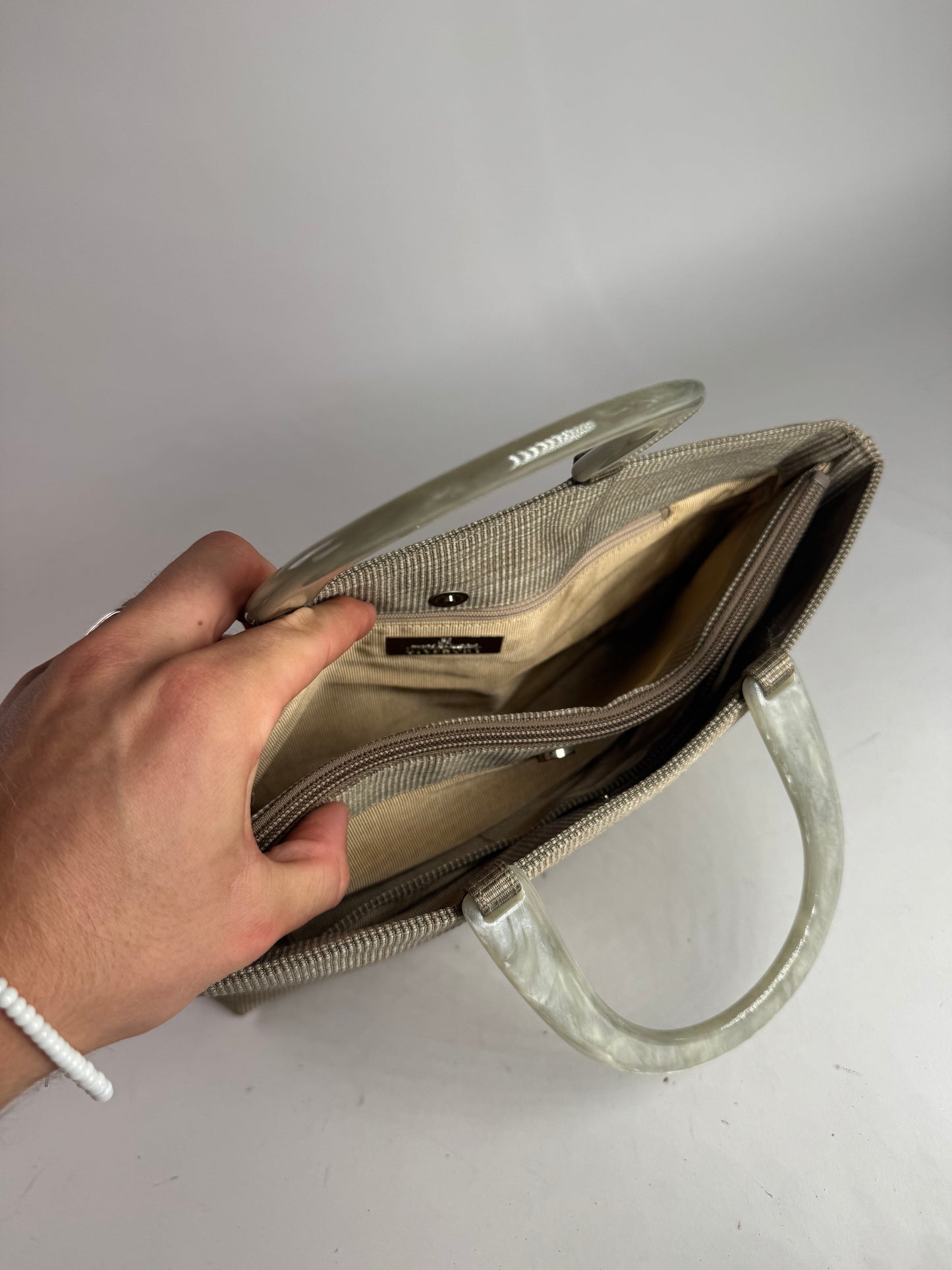 Sac à main vintage en toile Givenchy gris/argent