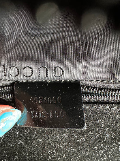 Vintage Gucci Patent Leather Shoulder Bag Black Silver