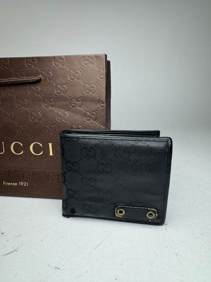 Vintage Gucci Flapable Monogram Leather Wallet Black