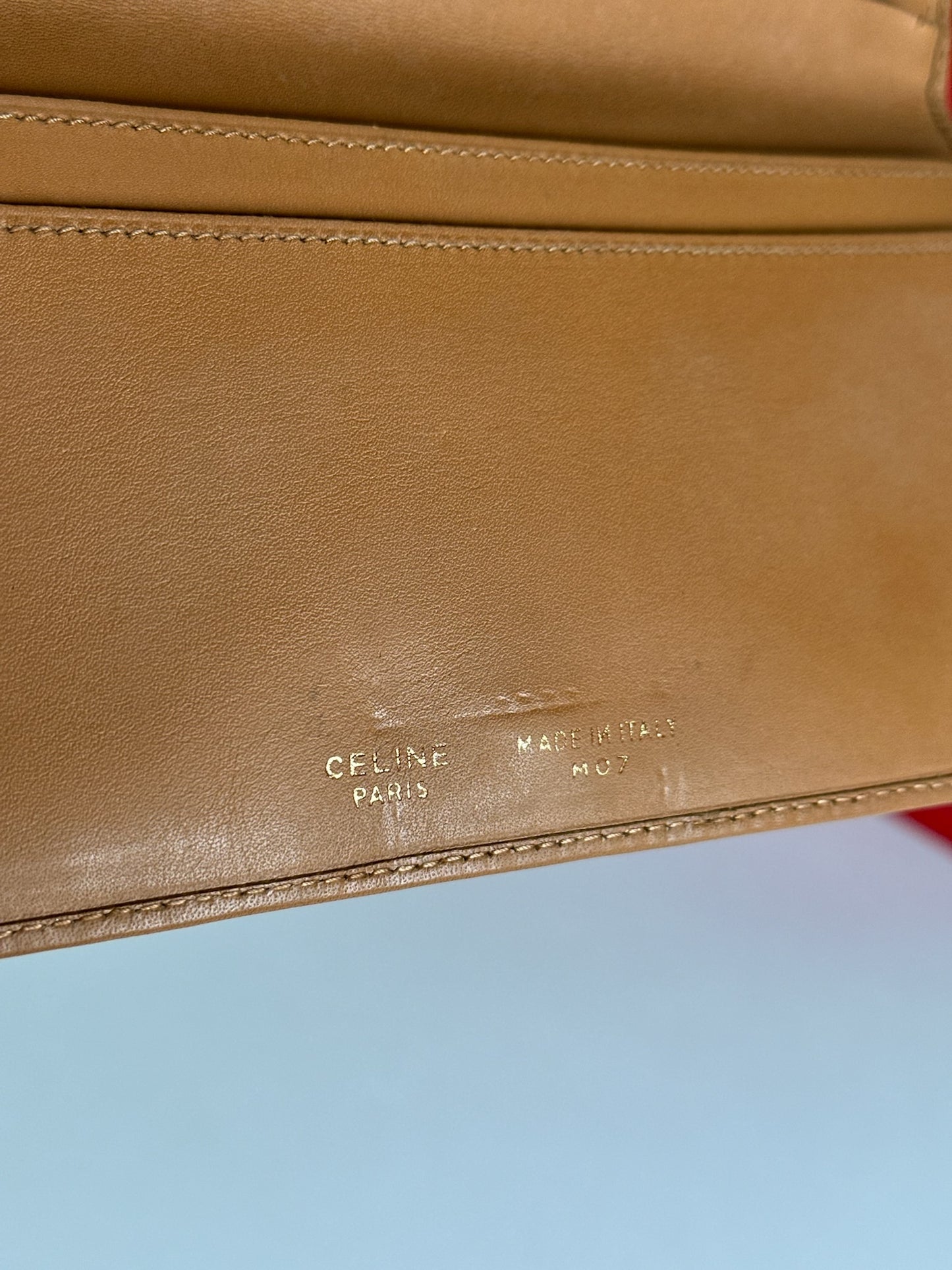 Vintage Celine Paris monogram leather wallet brown