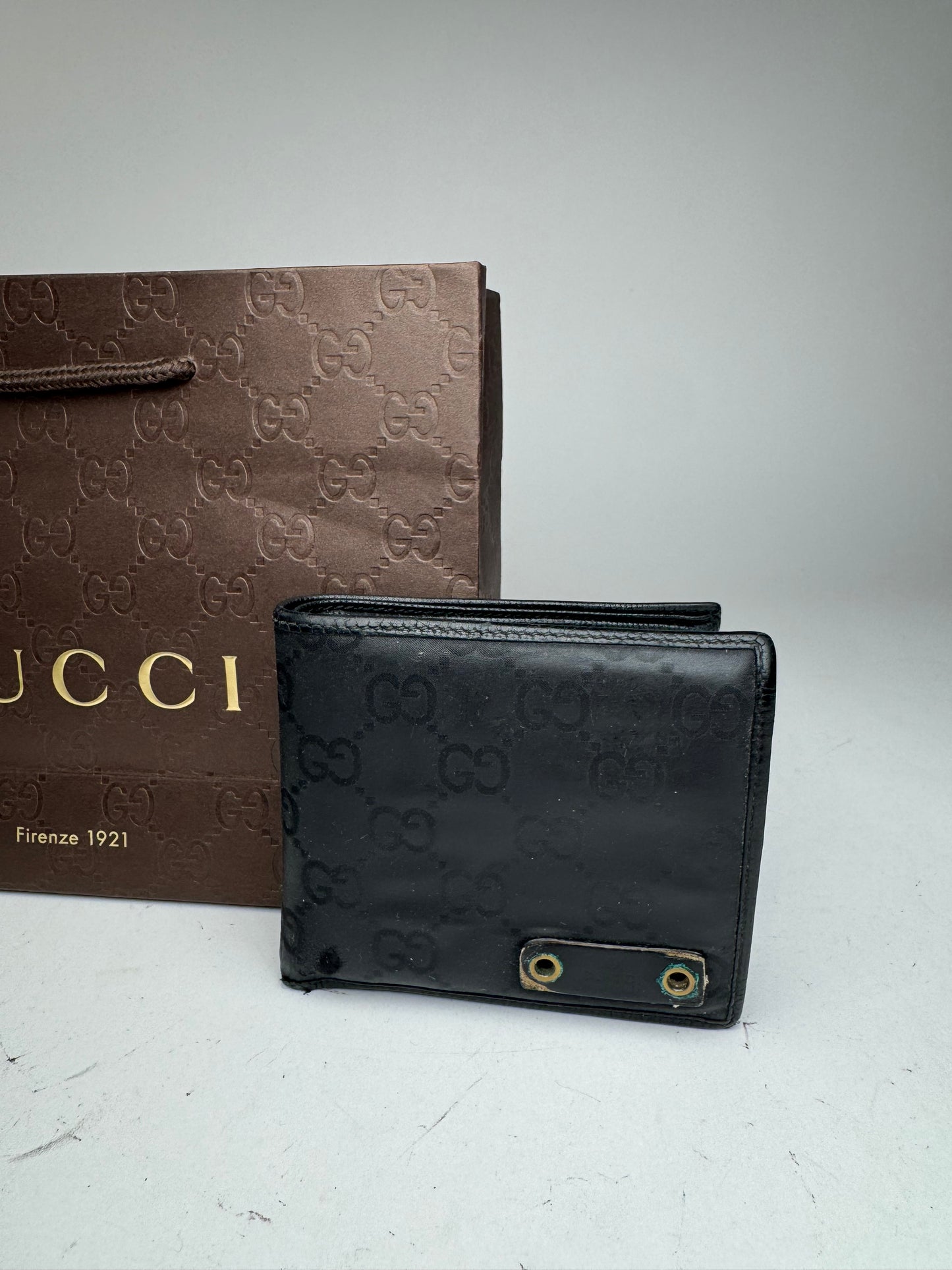 Vintage Gucci Flapable Monogram Leather Wallet Black