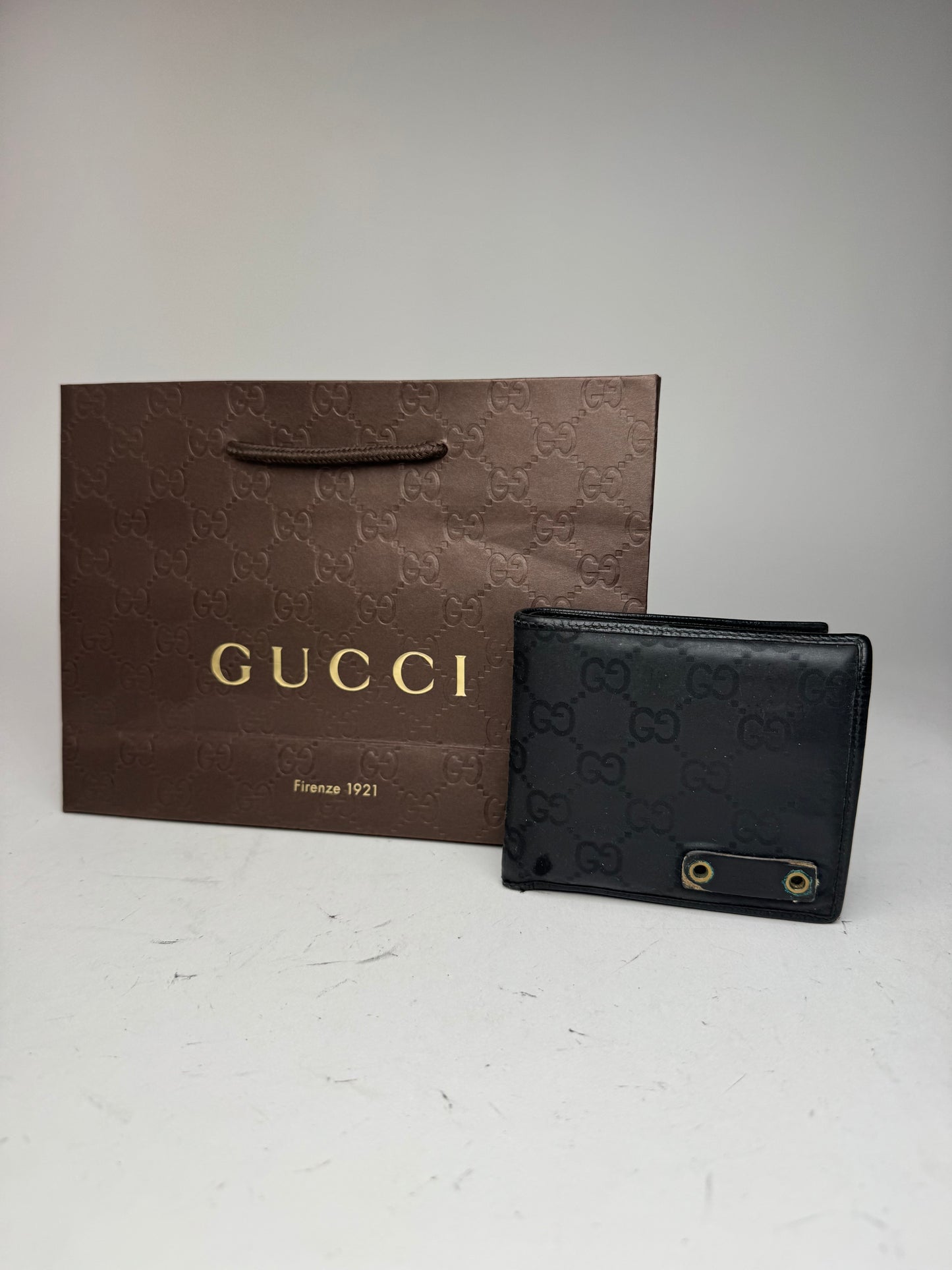 Vintage Gucci Flapable Monogram Leather Wallet Black