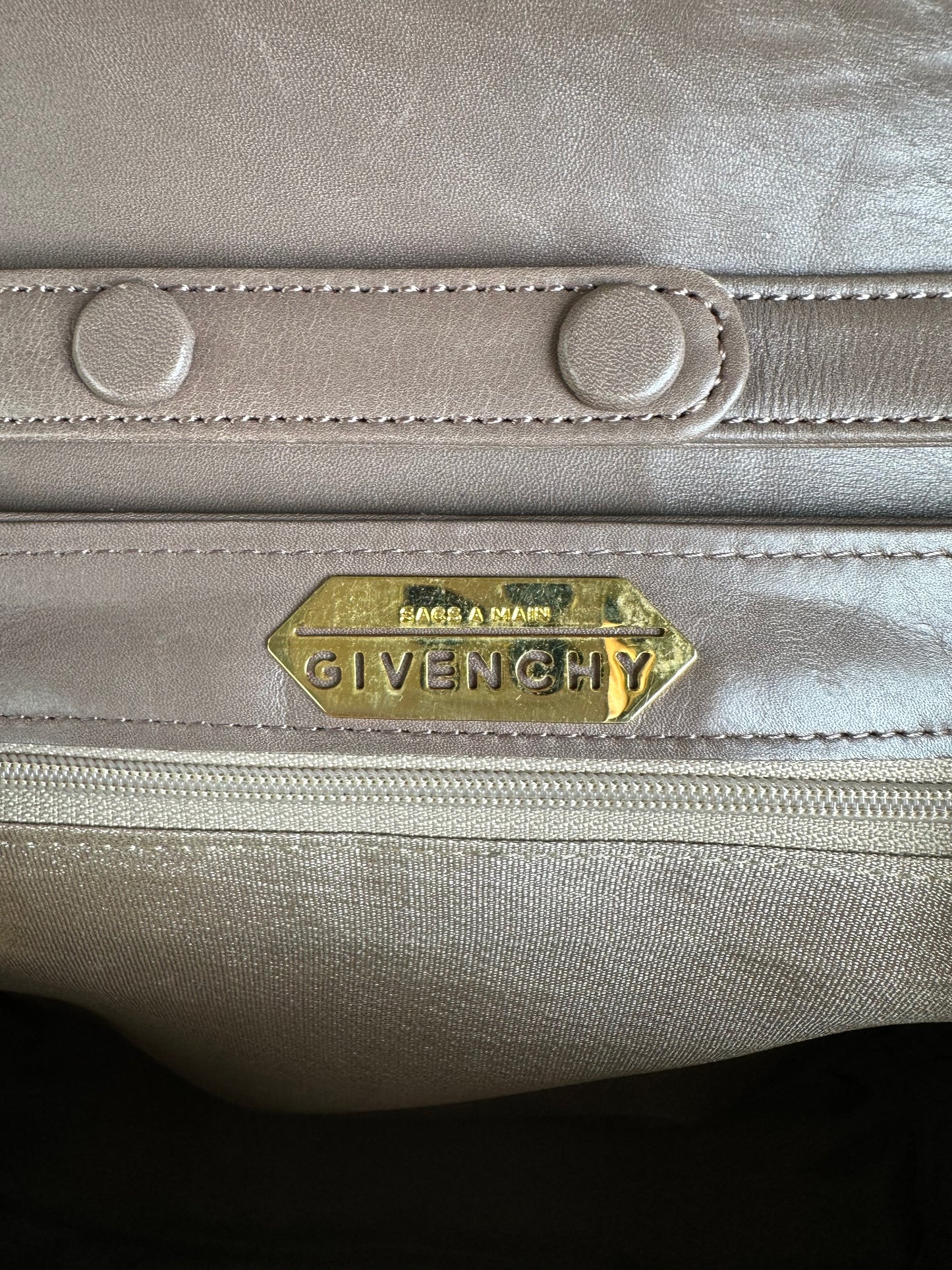 Vintage Givenchy Structured Leather Handbag Brown Gold Clasp