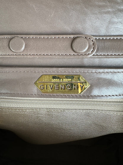 Vintage Givenchy Structured Leather Handbag Brown Gold Clasp