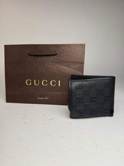 Vintage Gucci Flapable Monogram Leather Wallet Black