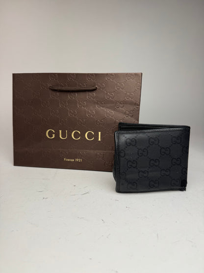 Vintage Gucci Flapable Monogram Leather Wallet Black