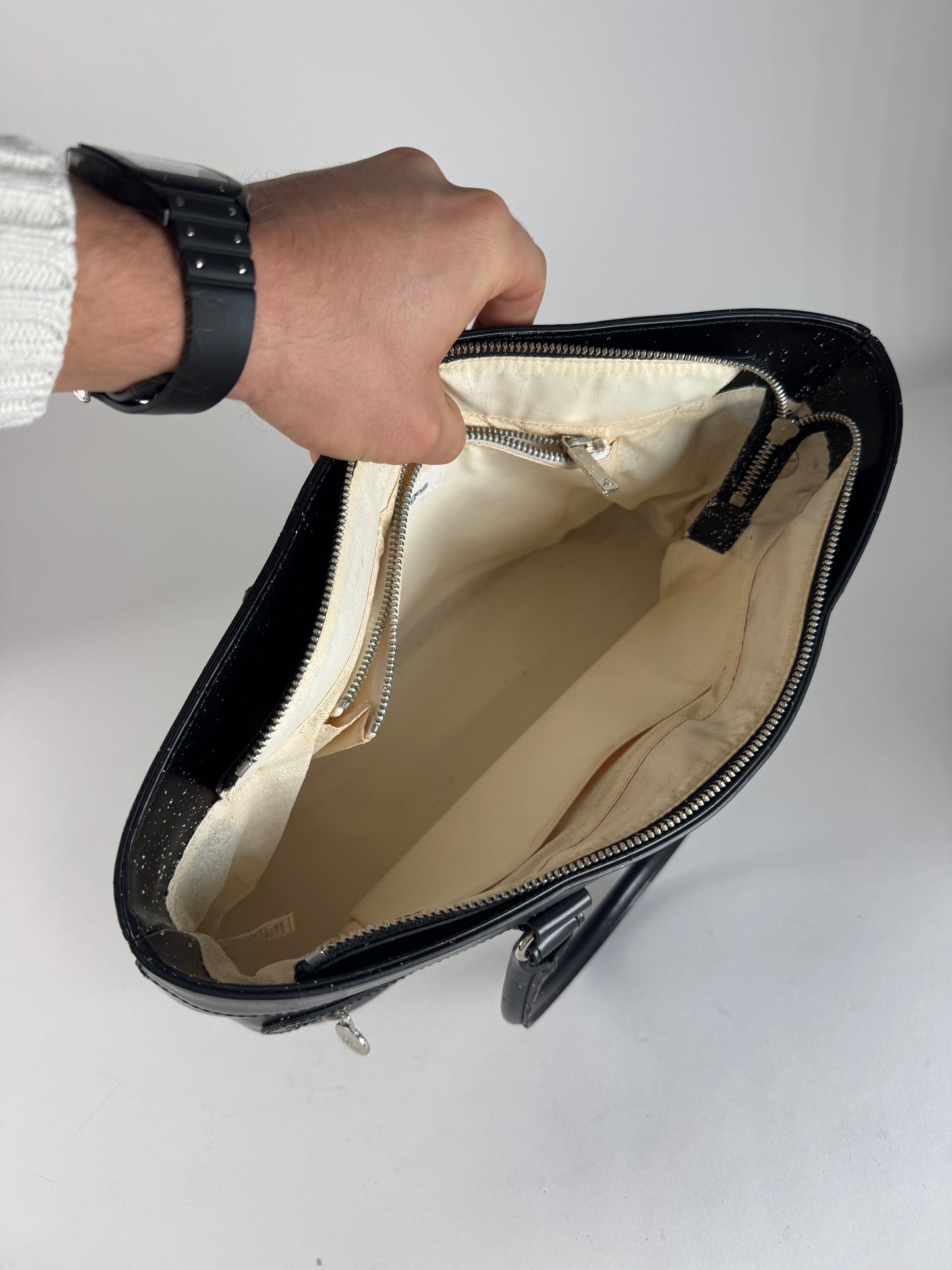 Vintage Courreges Leather Handbag Black