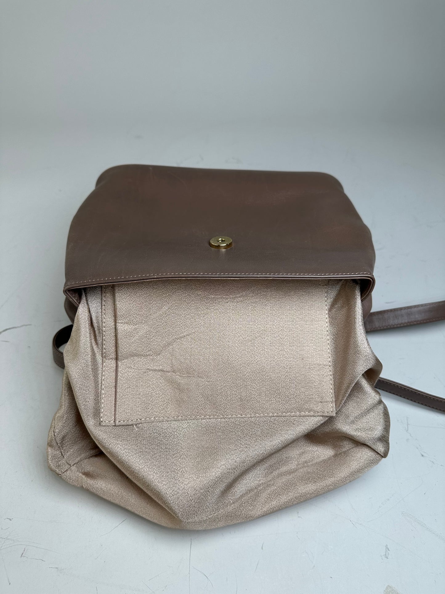Vintage Givenchy Structured Leather Handbag Brown Gold Clasp