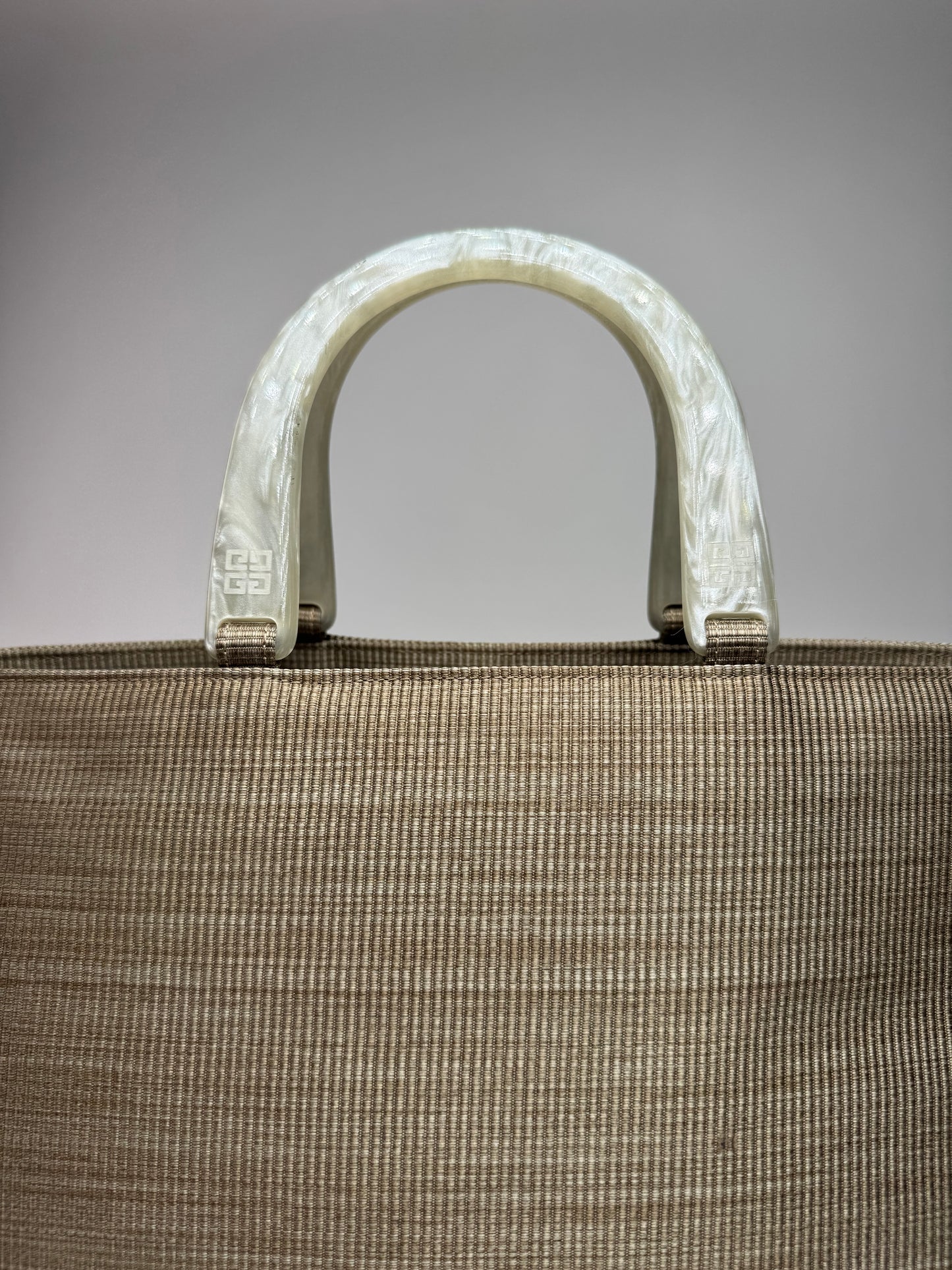 Sac à main vintage en toile Givenchy gris/argent