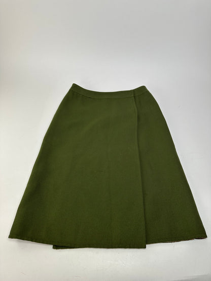 Vintage Celine Reversible Wool Skirt Olive Green S