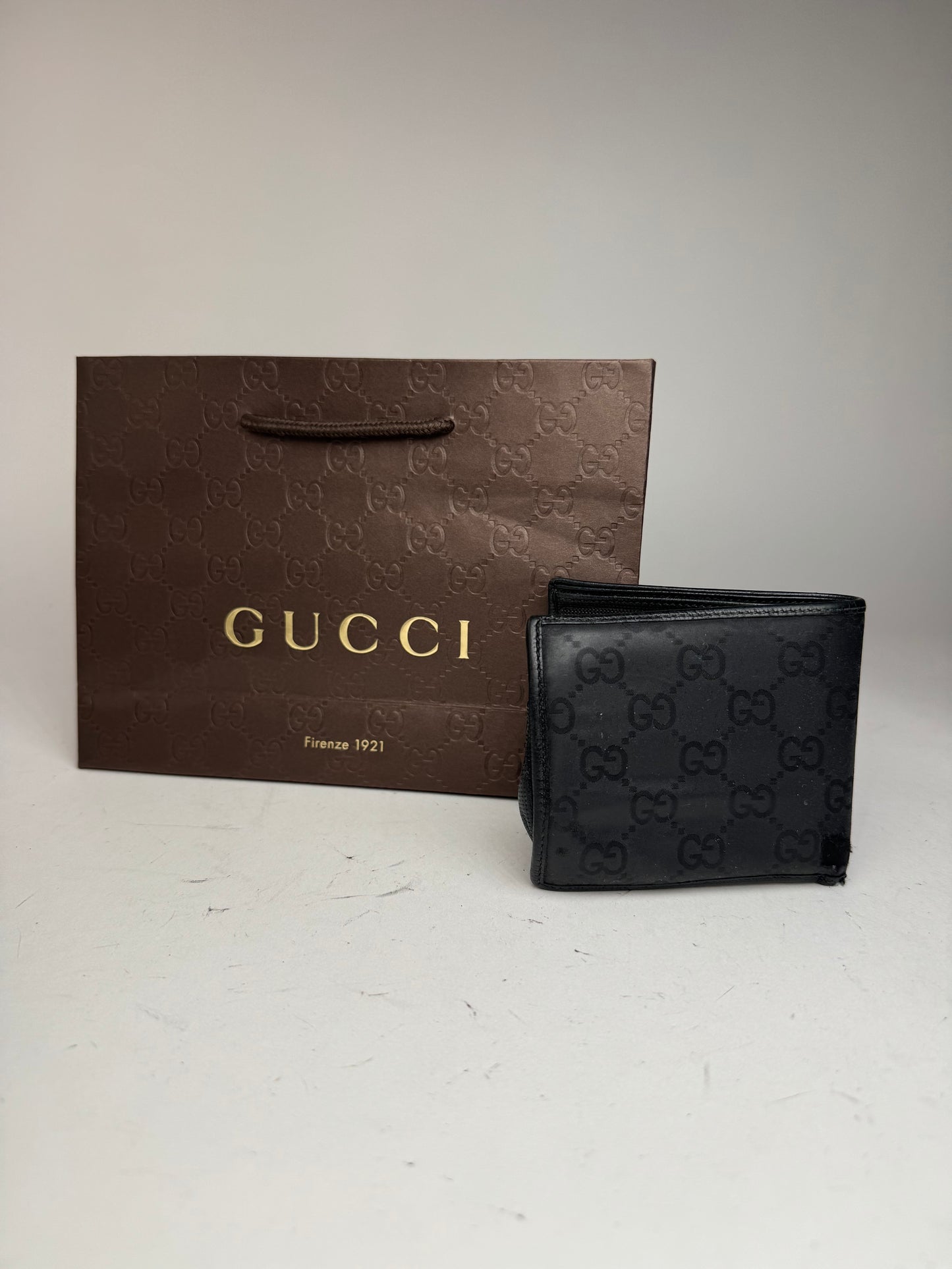 Vintage Gucci Flapable Monogram Leather Wallet Black
