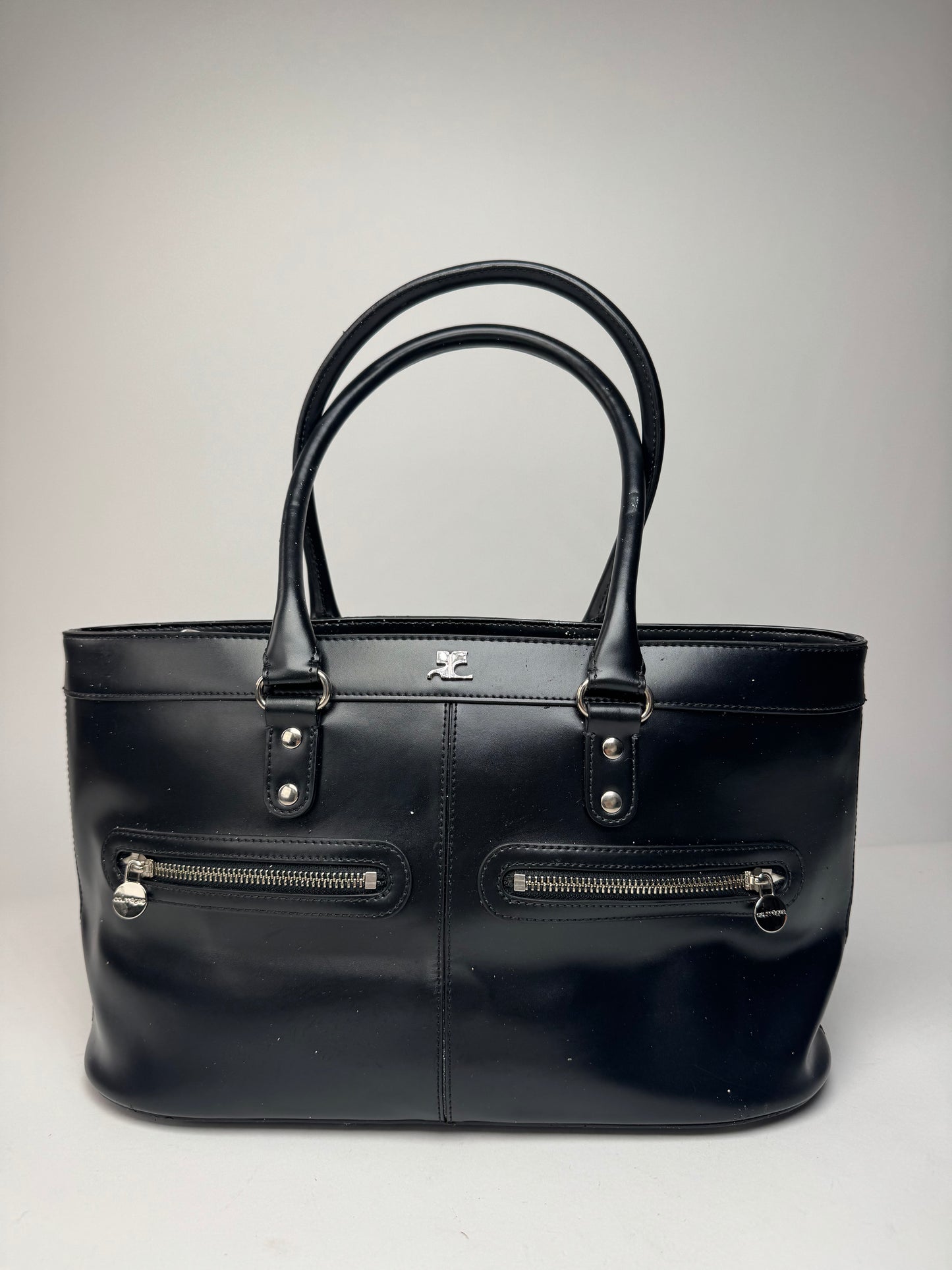 Vintage Courreges Leather Handbag Black