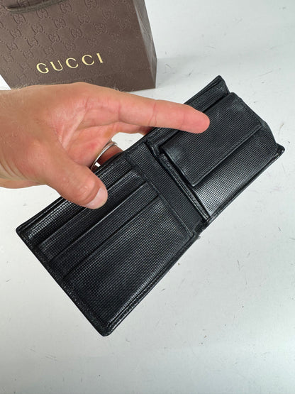Vintage Gucci Flapable Monogram Leather Wallet Black