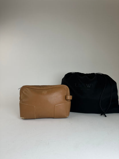 Vintage Loewe Madrid Logo Leather Clutch Brown