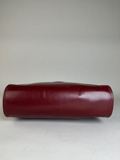 Vintage Cartier Leather Shoulder Bag Burgundy Gold