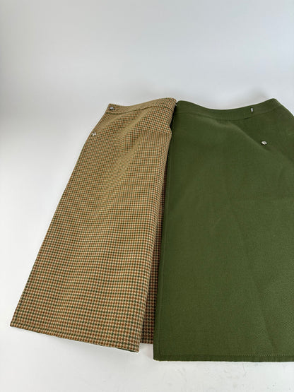 Vintage Celine Reversible Wool Skirt Olive Green S