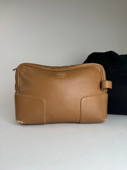 Vintage Loewe Madrid Logo Leather Clutch Brown