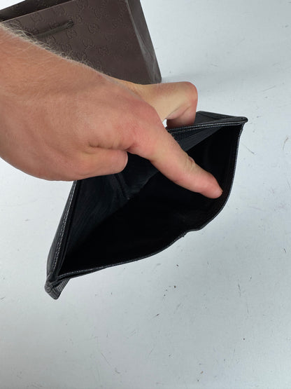 Vintage Gucci Flapable Monogram Leather Wallet Black