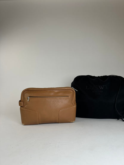 Vintage Loewe Madrid Logo Leather Clutch Brown