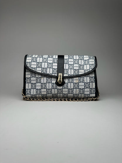 Vintage Givenchy 4G leather bag navy white