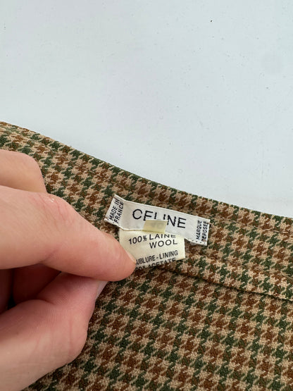 Vintage Celine Reversible Wool Skirt Olive Green S