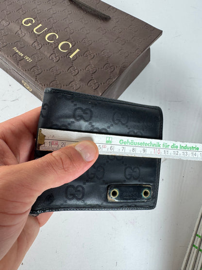 Vintage Gucci Flapable Monogram Leather Wallet Black