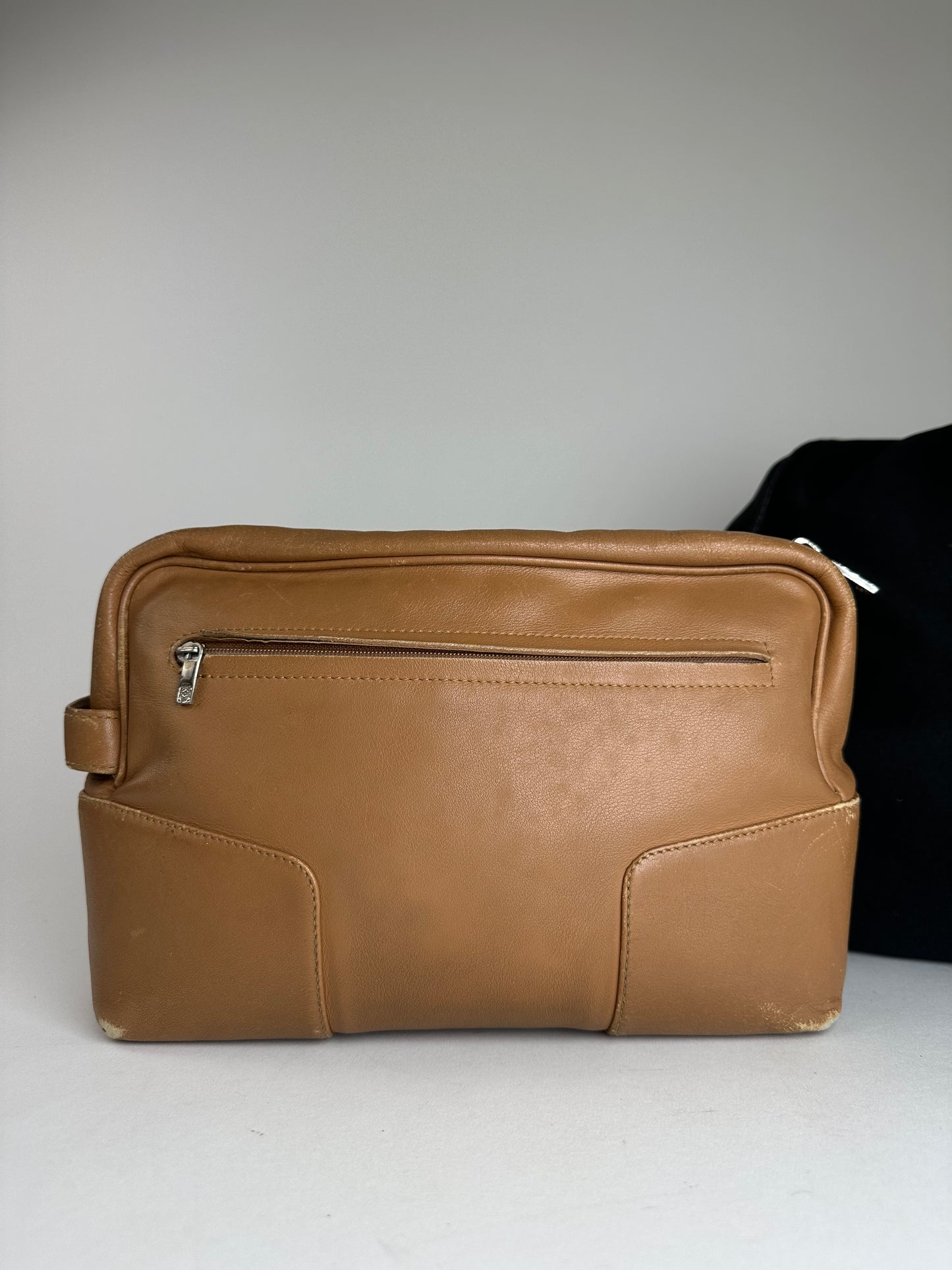 Vintage Loewe Madrid Logo Leather Clutch Brown