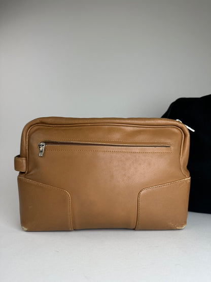 Vintage Loewe Madrid Logo Leather Clutch Brown