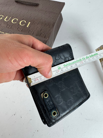 Vintage Gucci Flapable Monogram Leather Wallet Black