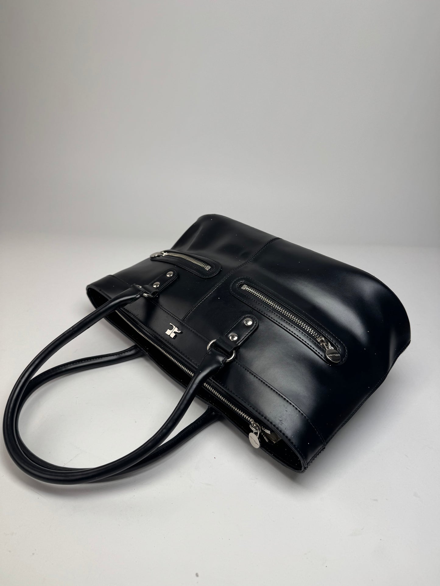 Vintage Courreges Leather Handbag Black