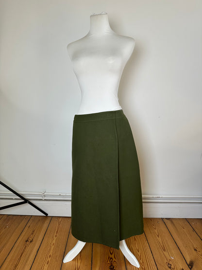 Vintage Celine Reversible Wool Skirt Olive Green S