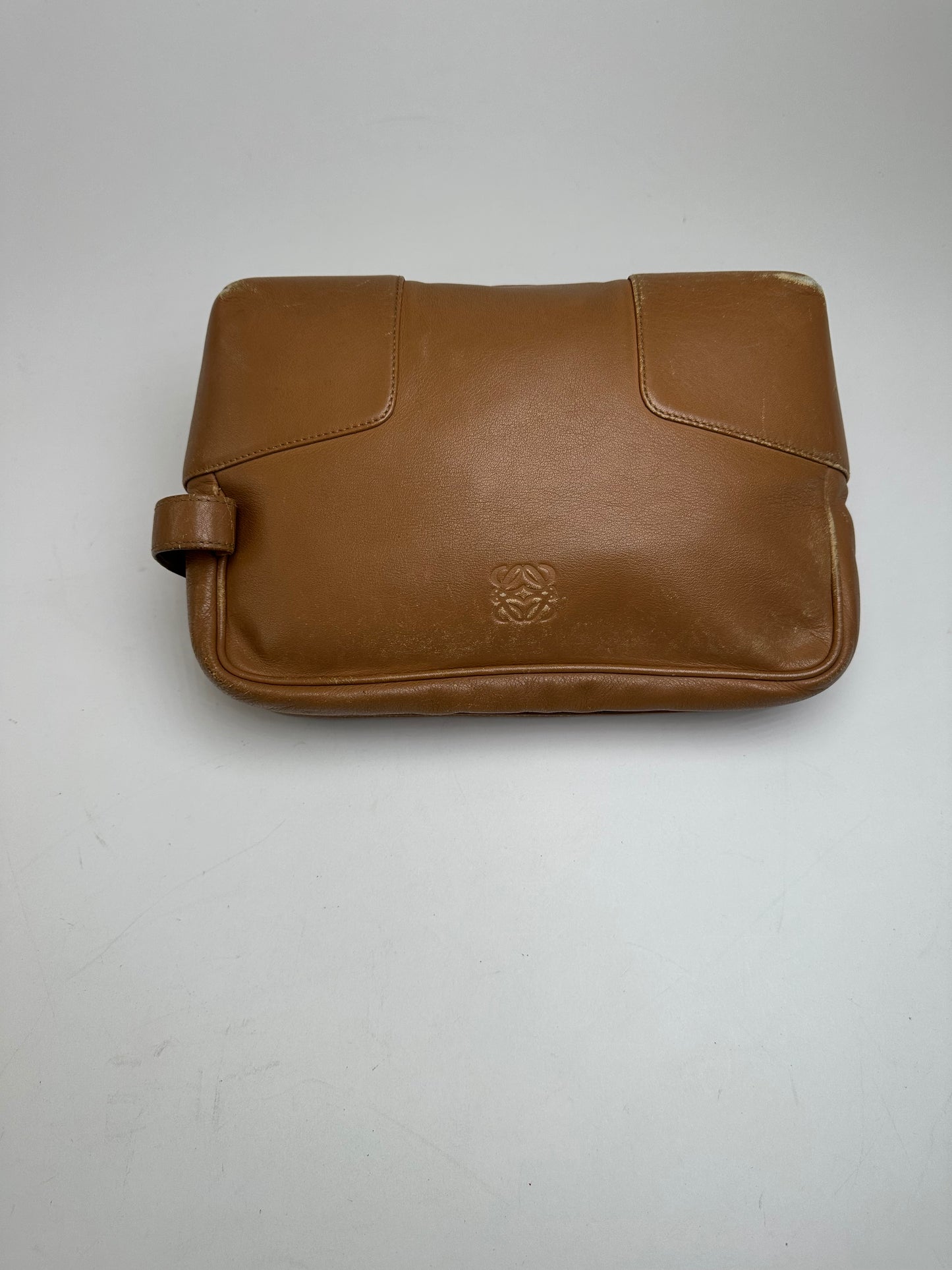 Vintage Loewe Madrid Logo Leather Clutch Brown