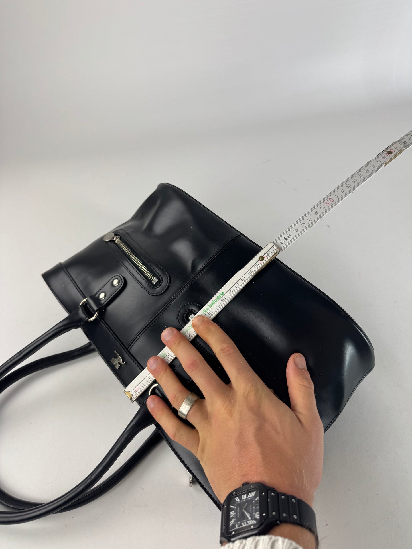 Vintage Courreges Leather Handbag Black