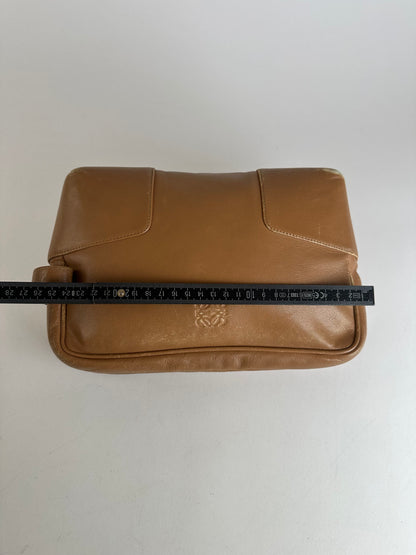 Vintage Loewe Madrid Logo Leather Clutch Brown