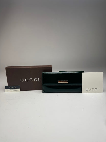 Vintage Gucci Patent Leather Wallet Green