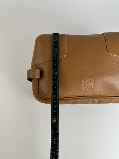 Vintage Loewe Madrid Logo Leather Clutch Brown