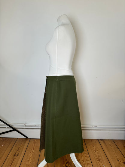 Vintage Celine Reversible Wool Skirt Olive Green S