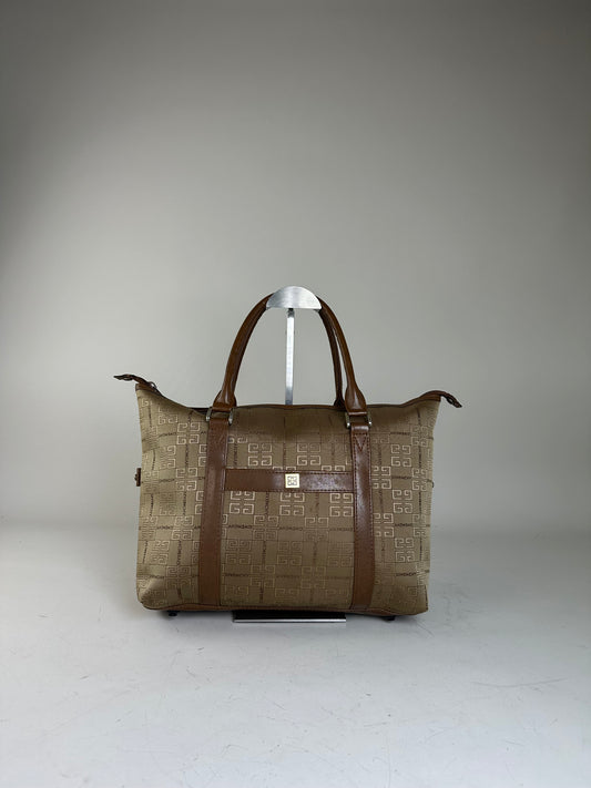 Vintage Givenchy 4G Logo Canvas Tote Beige Brown Gold