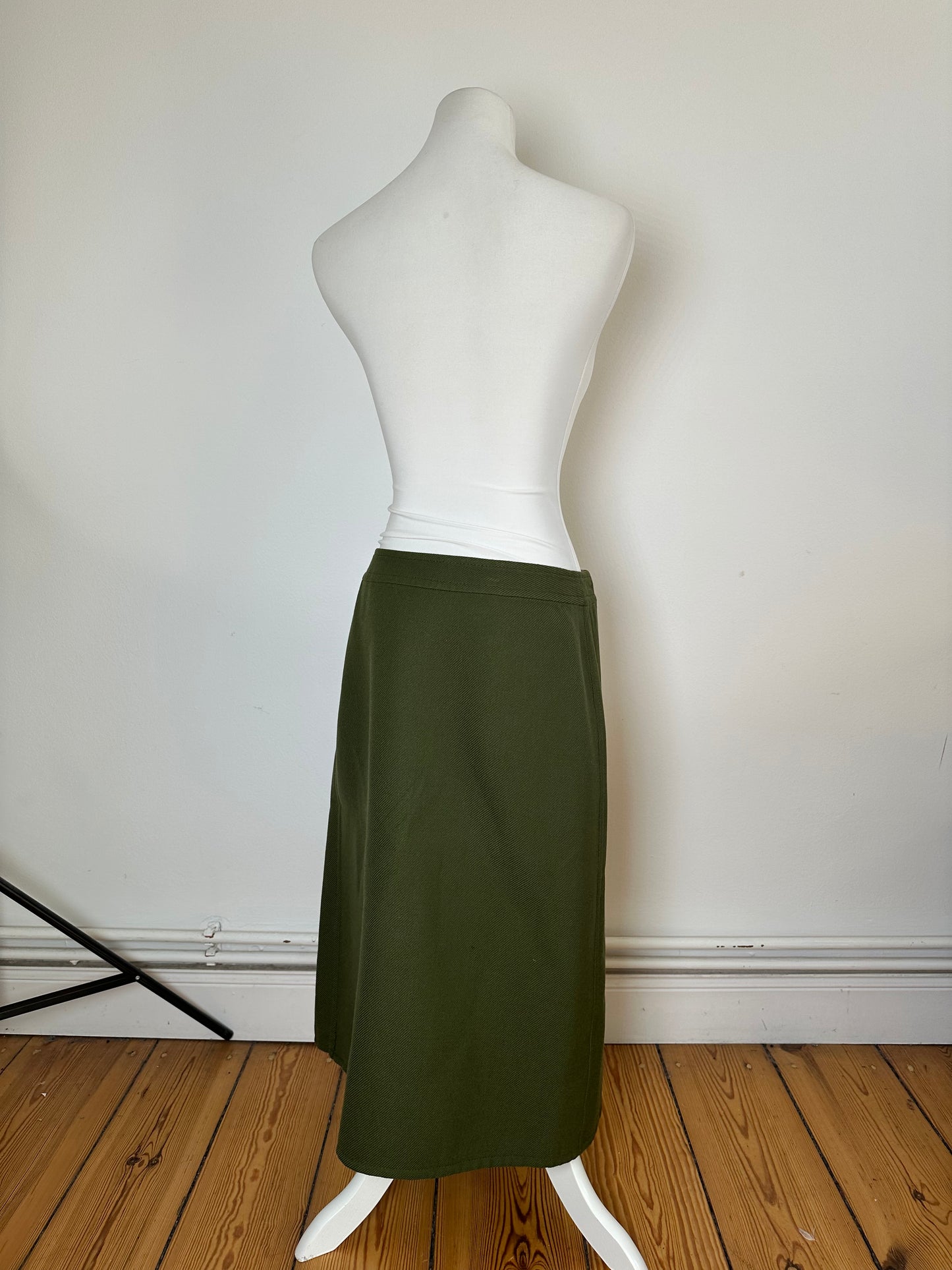 Vintage Celine Reversible Wool Skirt Olive Green S