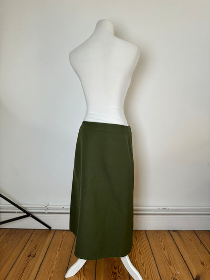 Vintage Celine Reversible Wool Skirt Olive Green S